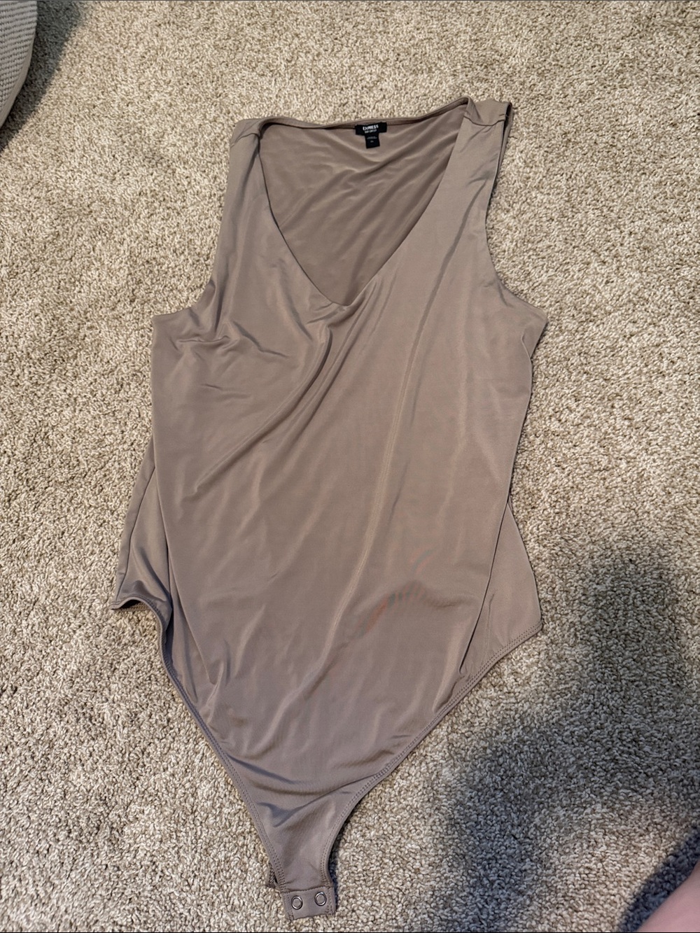 Express Taupe V-Neck Sleeveless Bodysuit